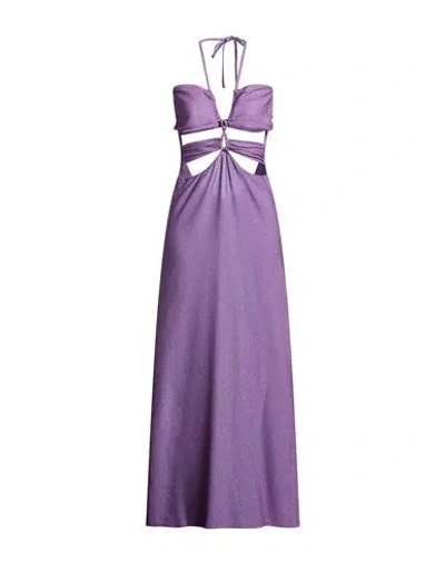 4giveness Woman Maxi Dress Purple Size L Viscose, Polyester, Polyamide, Elastane In Multi