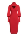 4giveness Woman Midi Dress Red Size L Viscose, Polyester, Polyamide In Red
