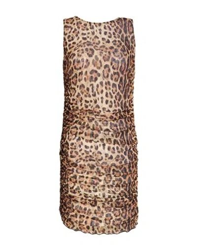 4giveness Woman Mini Dress Camel Size M Polyester, Elastane In Brown