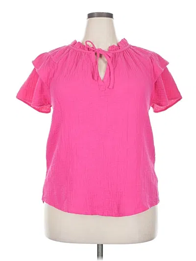 Pre-owned 4our Dreamers Short Sleeve Blouse In Pink