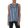 4our Dreamers Stripe Boho Peasant Top In Blue In Blue