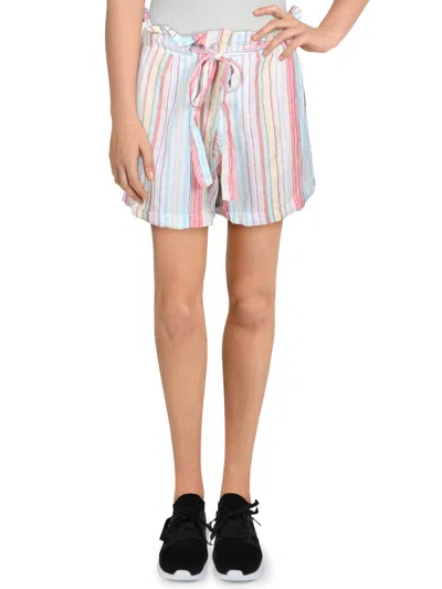4our Dreamers Womens Linen Ruffled Casual Shorts In Multi