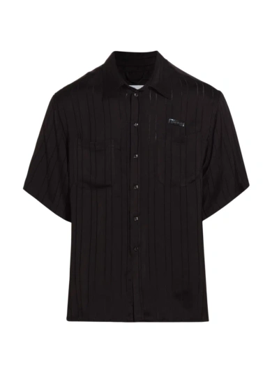 4s Designs Men's Macrame Stripe Utility Short-sleeve Shirt In Black