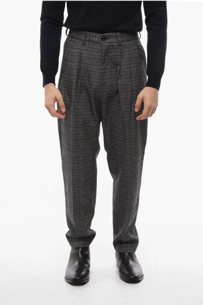 4sdesigns 2-2 Herringbone Motif Trousers With Pleats In Grey