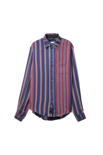 4sdesigns Buttoned-up Striped Shirt In Blue