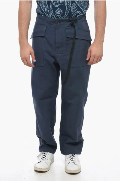4sdesigns Canvas Mil Pant With Drwastring In Blue