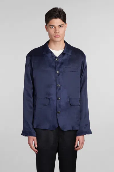 4sdesigns Casual Jacket In Blue Silk