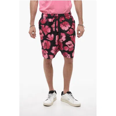 4sdesigns Floral-motif Two-tone Shorts In Multi