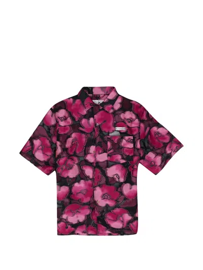 4sdesigns Floral-print Buttoned Shirt In Purple