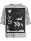 4sdesigns Graphic-print Mélange-effect T-shirt In Grey