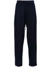 4sdesigns Logo-embroidered Inverted-pleat Track Pants In Blue