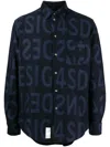4sdesigns Logo-print Cotton Shirt In Blau