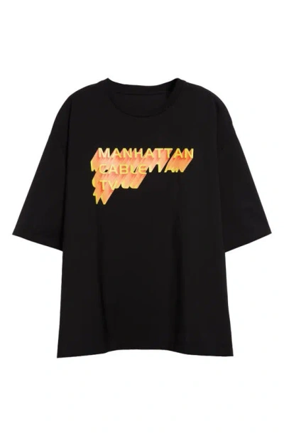 4sdesigns Manhattan Cable Tv Wool Graphic T-shirt In Black