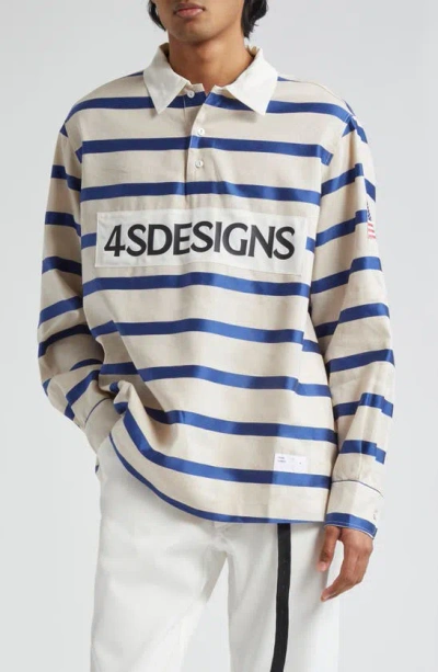 4sdesigns Rugby Shirt In Off White/ Navy