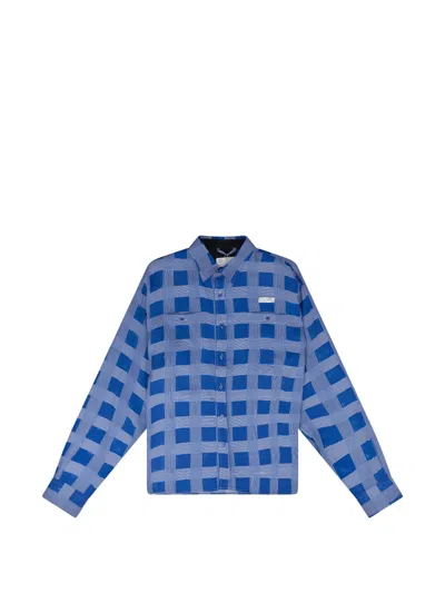 4sdesigns Plaid-pattern Buttoned Shirt In Blue