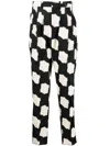 4sdesigns Pleated Geometric-print Trousers In Braun