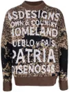 4sdesigns Logo Jacquard Wool Blend Sweater In Brown