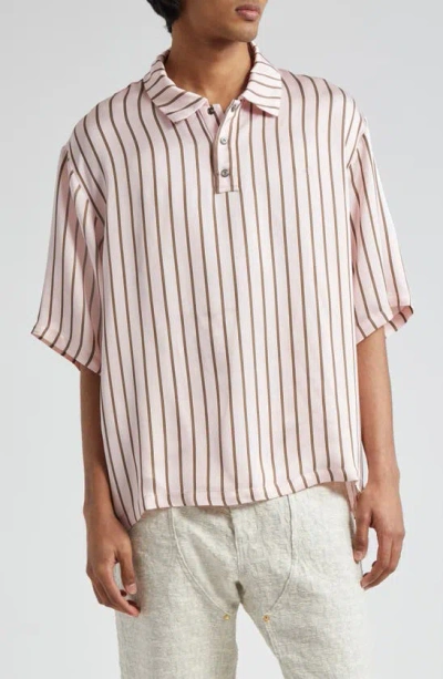 4sdesigns Oversize Stripe Popover Shirt In Pink