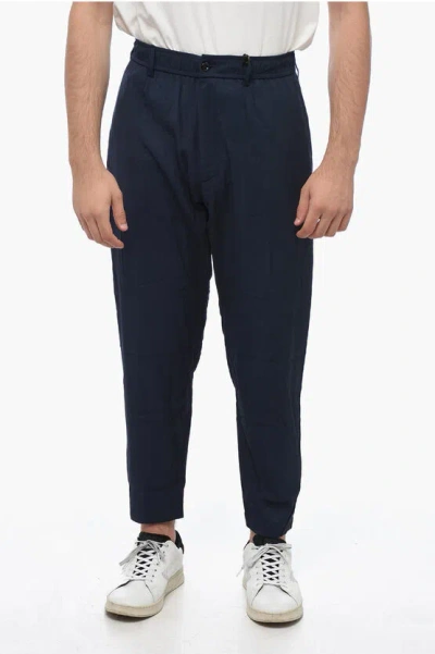 4sdesigns Twill Chino Pants With Drawstring In Blue