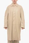4sdesigns Vegan Leather Trench With Hidden Placket In Beige