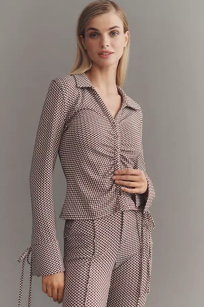 4si3nna Knit Buttondown Top In Pink