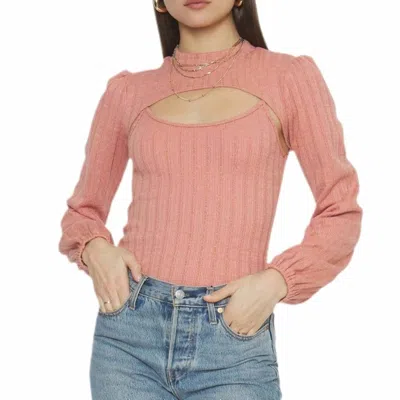 4si3nna Monique Bodysuit With Front Cut Out In Coral In Pink