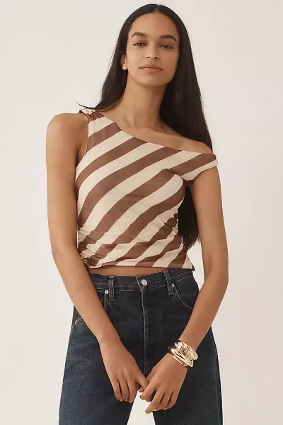 4si3nna Sleeveless Mesh Twist Top In Brown