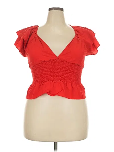 Pre-owned 4si3nna Tank Top Red Plunge Neckline Tops