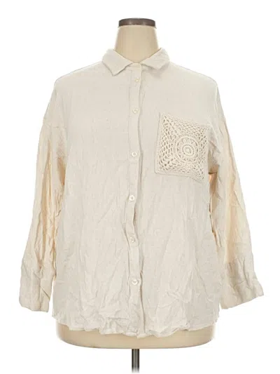 Pre-owned 4th & Reckless 3/4 Sleeve Button Down Shirt In Ivory
