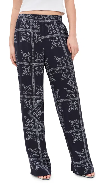 4th & Reckless Amira Satin Trousers Paisley In Blue