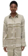 4th & Reckless Womens Sage Print Amira Geometric-print Woven Shirt In Sage Print