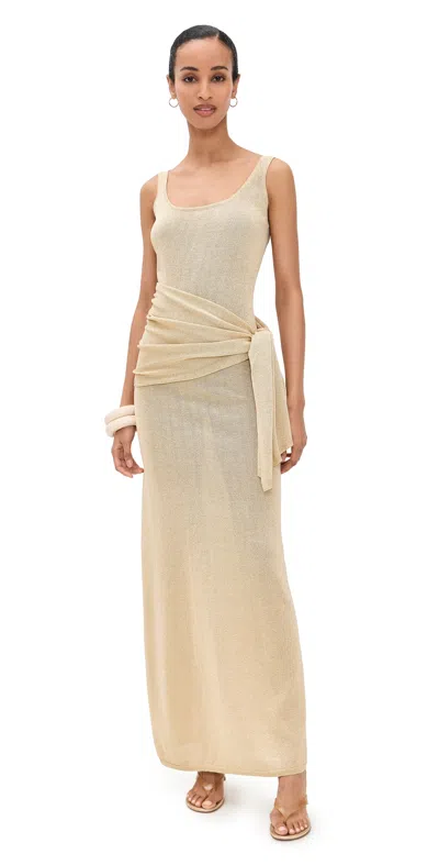 4th & Reckless Aria Metallic Knitted Maxi Dress Gold