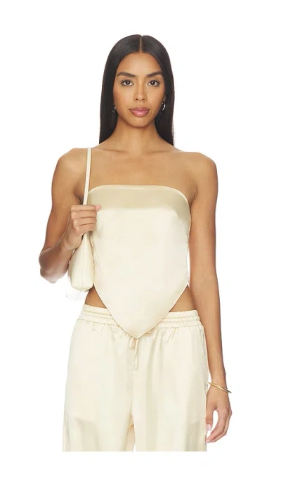 4th & Reckless Bradie Satin Scarf Top In Neutral