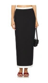 4th & Reckless Linen Look Contrast Edge Maxi Skirt In Black