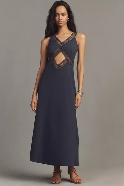 4th & Reckless Briany V-neck Cutout Maxi Dress In Blue