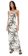 4th & Reckless Womens Beige Carmel Printed Strapless Woven Maxi Dress In Beige Print