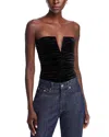 4th & Reckless Velvet Bandeau Notch Detail Corset Top In Black