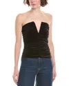 4th & Reckless Velvet Bandeau Notch Detail Corset Top In Black