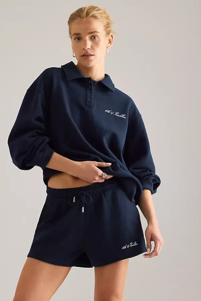4th & Reckless Cotton Loopback Embroidered Logo Sweatshirt Fabric Shorts In Blue