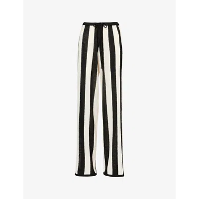 4th & Reckless Cuba Stripe-weave Straight-leg Knitted Trousers