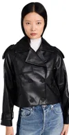 4th & Reckless Dayna Cropped Trench Coat Black In Black