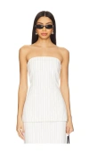 4th & Reckless Dionne Denim Pinstripe Top In White