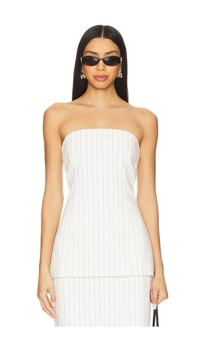 4th & Reckless Dionne Denim Pinstripe Top In White