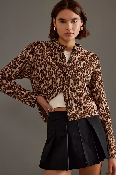 4th & Reckless Drew Leopard Cardigan In Brown