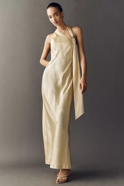 4th & Reckless Evani One-shoulder Maxi Slip Dress In Yellow