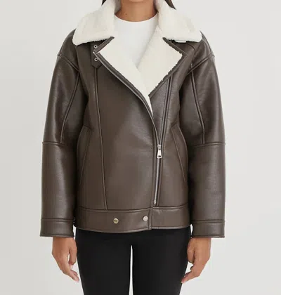 4th & Reckless Faux Leather Billie Aviator Jacket In Brown