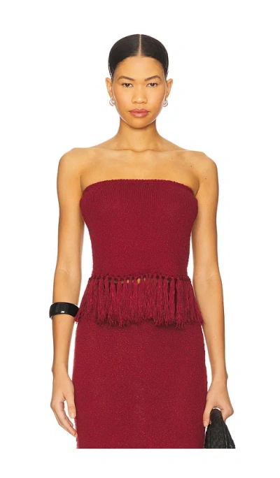 4th & Reckless Gabby Knitted Bandeau Top In Burgundy