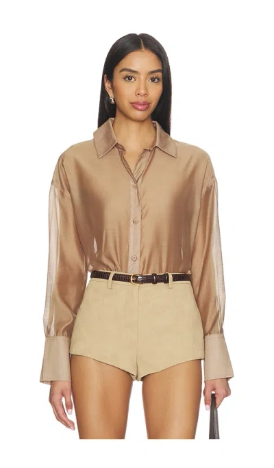 4th & Reckless Gracey Sheer Shirt In Brown