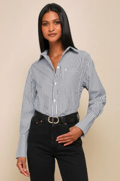 4th & Reckless Haleema Black Striped Collared Button-up Top