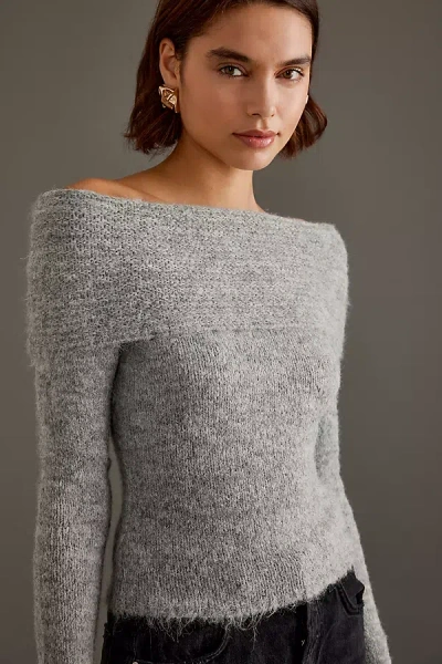 4th & Reckless Krissy Off-the-shoulder Knit Top In Gray